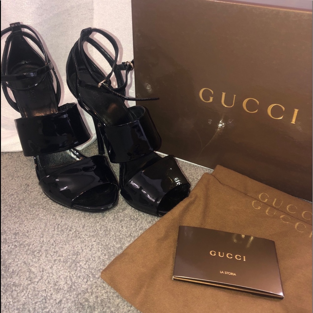 Gucci black strappy heels